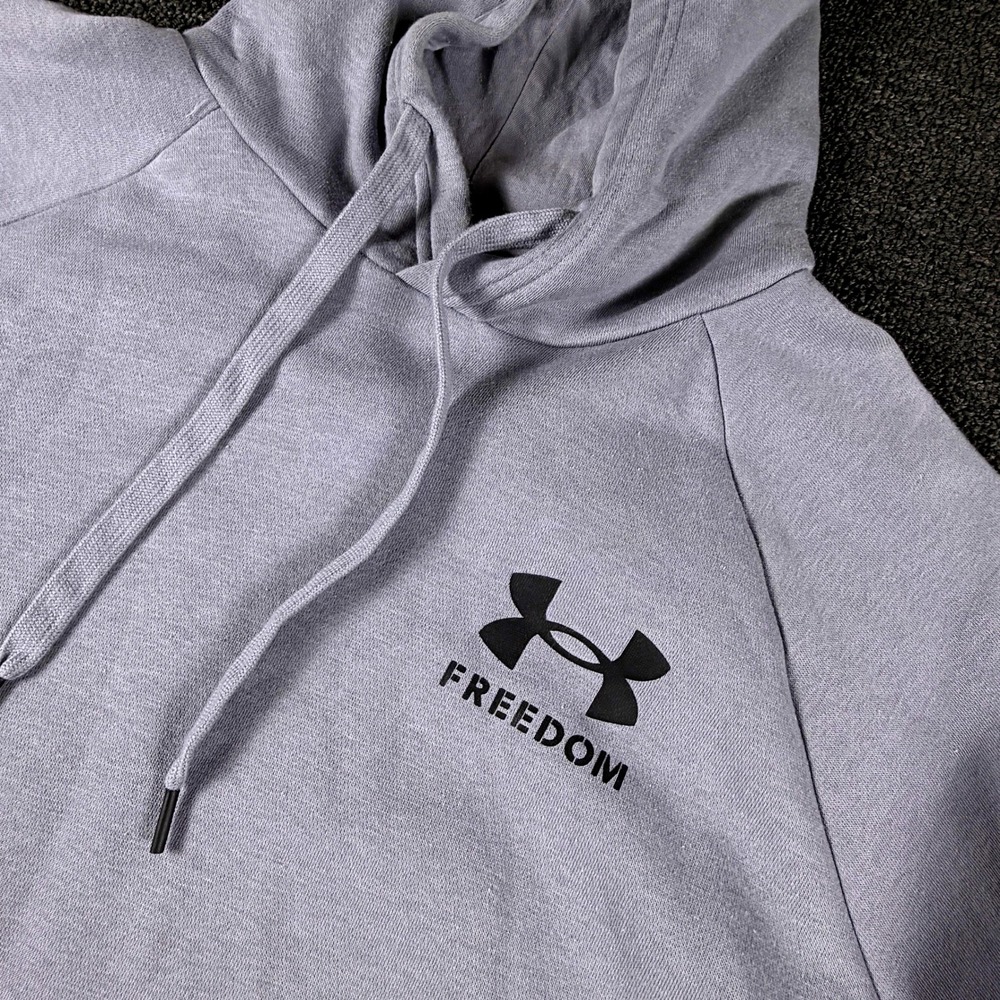 Under Armour Hoodie Mens L 1370806 Freedom Rival Terry Gray Flag EUC